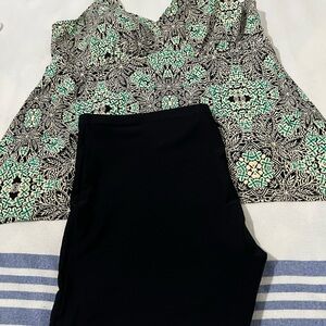 Swimsuits For All Black and Green Swim Short Set